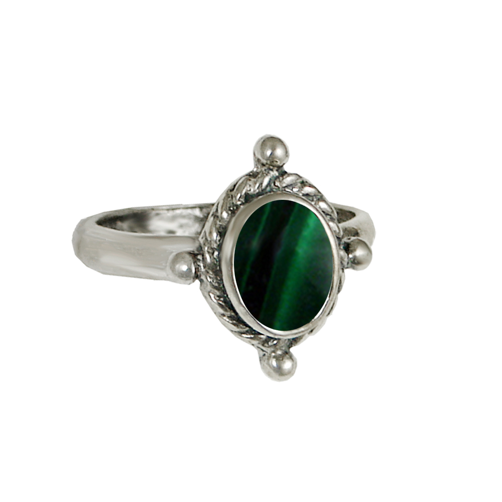 Sterling Silver Ring With Malachite Size 7